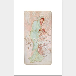 Four Seasons by Mucha, Winter Posters and Art